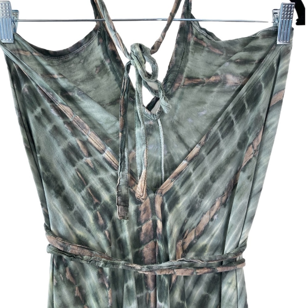 Nectar Creations Green& Tan Tie Dye Maxi Dress W/ Uneven Hem — image 6 of 7